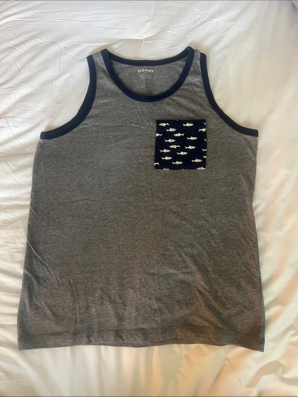 Old Navy Gray Tank Top with Navy Shark Pocket